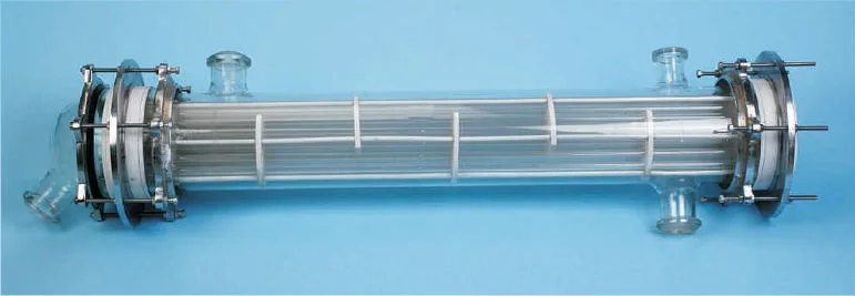 Glass shell-and-tube heat exchanger